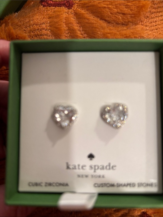 kate spade Jewelry - kate spade Silver-Tone Heart Cubic Zirconia Stud Earrings